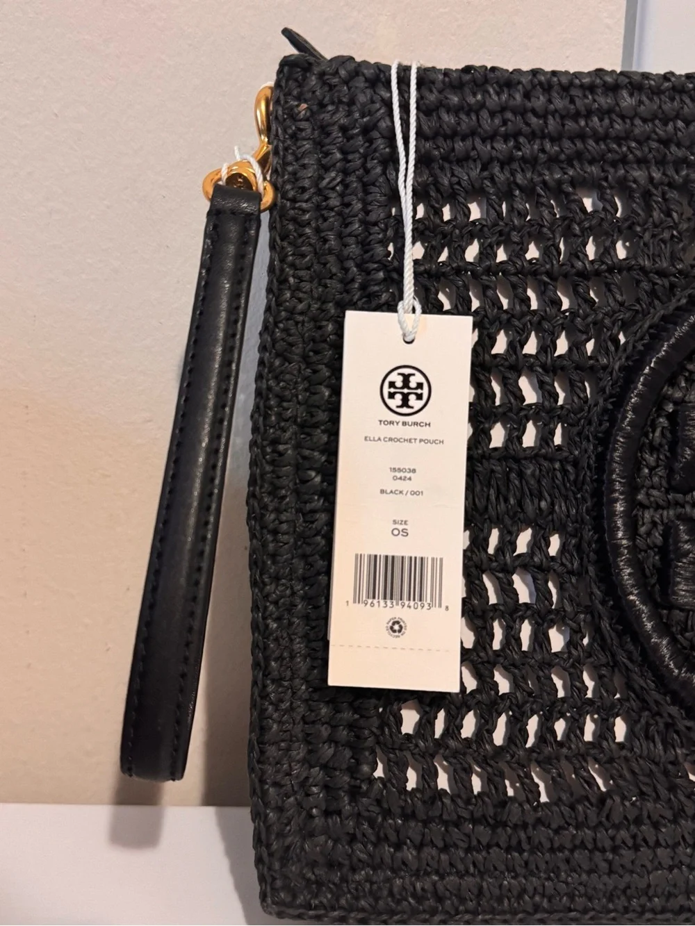 NWT Tory Burch Ella Crocheted Raffia Pouch
